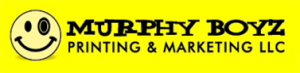 Murphy Boys Printing & Marketing logo in yellow with black print.