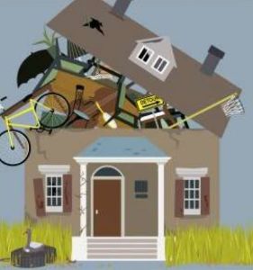 House with roof open due to hoarding.