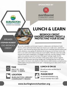 Lunch & Learn - Understanding Credit and Protecting Your Score flyer for July 22 event.
