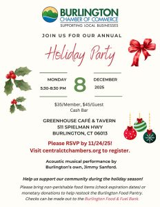 December 8, 2025 holiday party flyer.