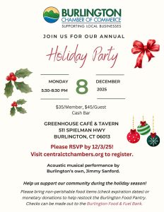 December 8, 2025 holiday party flyer.