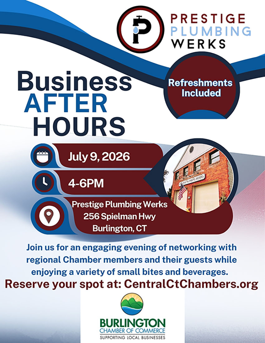 Flyer for July 9 BAH at Prestige Plumbing Werks.